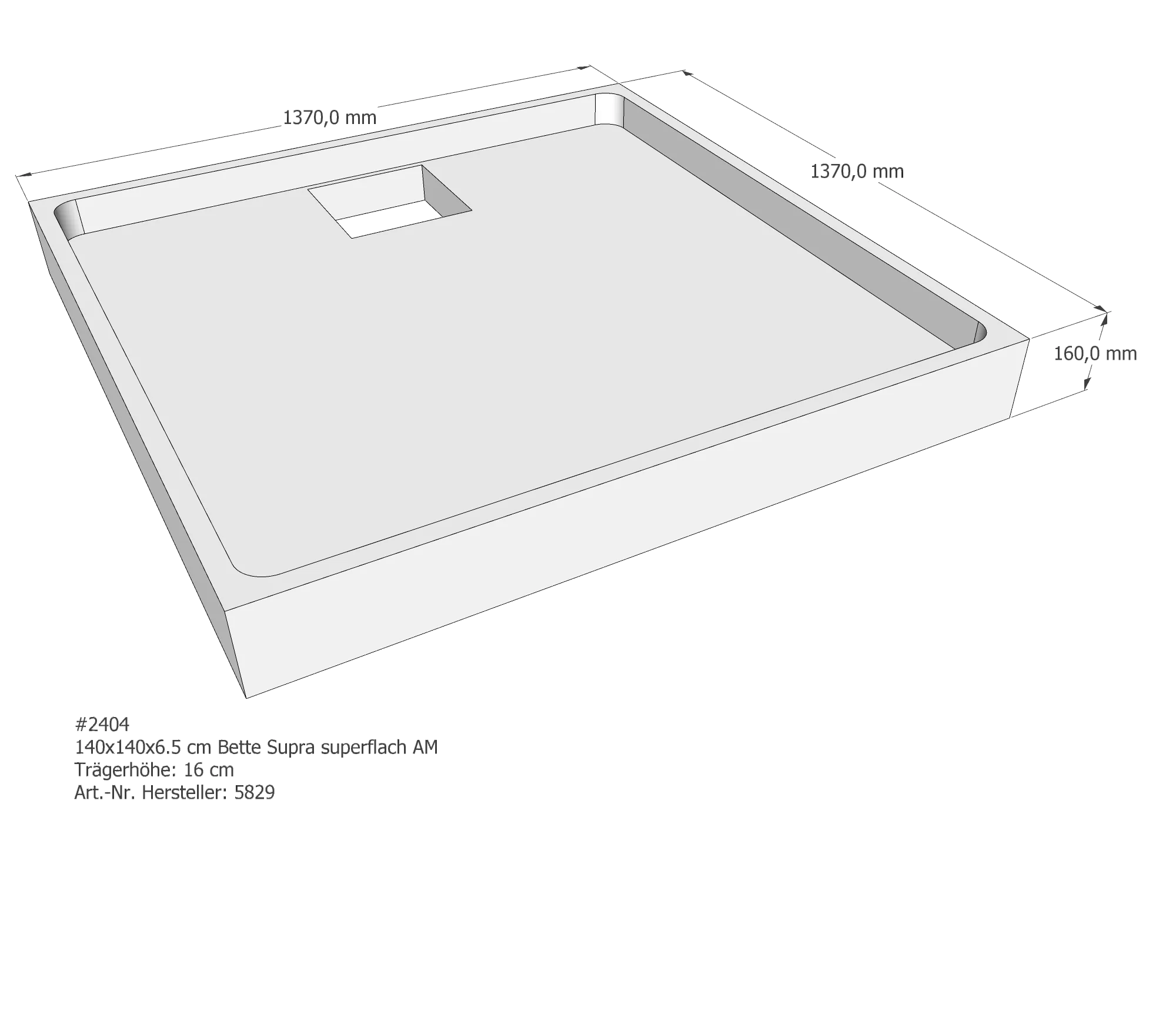 Duschwannenträger für Bette Supra (extraflach) 140 × 140 × 6,5 cm Duschwannenträger für Bette Supra (extraflach) 140 × 140 × 6,5 cm