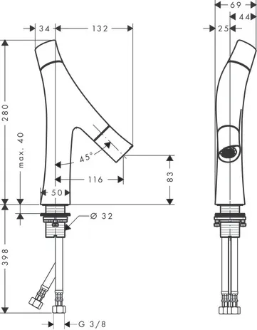Zweigriff Waschtischarmatur 80 Axor Starck Organic ohne Ablaufgarnitur chrom Zweigriff Waschtischarmatur 80 Axor Starck Organic ohne Ablaufgarnitur chrom