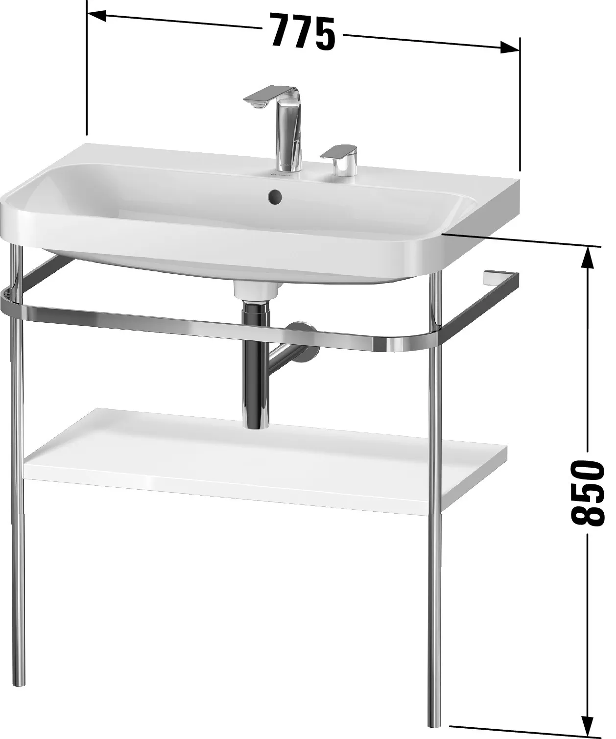 Duravit Waschtischunterschrank c-shaped Set mit Metallkonsole „Happy D.2 Plus“ 77,5 × 85 × 49 cm in Weiß Seidenmatt Duravit Waschtischunterschrank c-shaped Set mit Metallkonsole „Happy D.2 Plus“ 77,5 × 85 × 49 cm in Weiß Seidenmatt