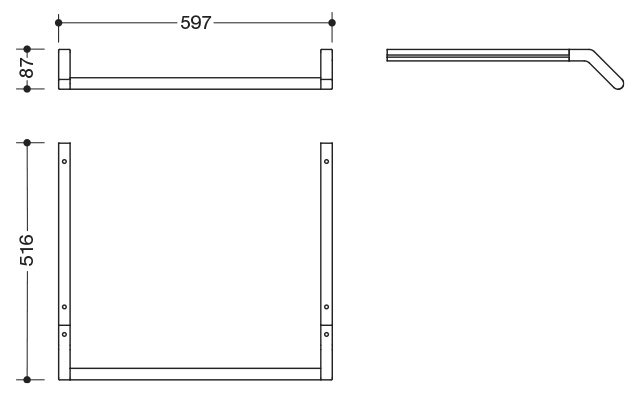 WT-Profile mit Haltegriff 597 mm f. WT 950.11.120/121 weiß tiefmatt