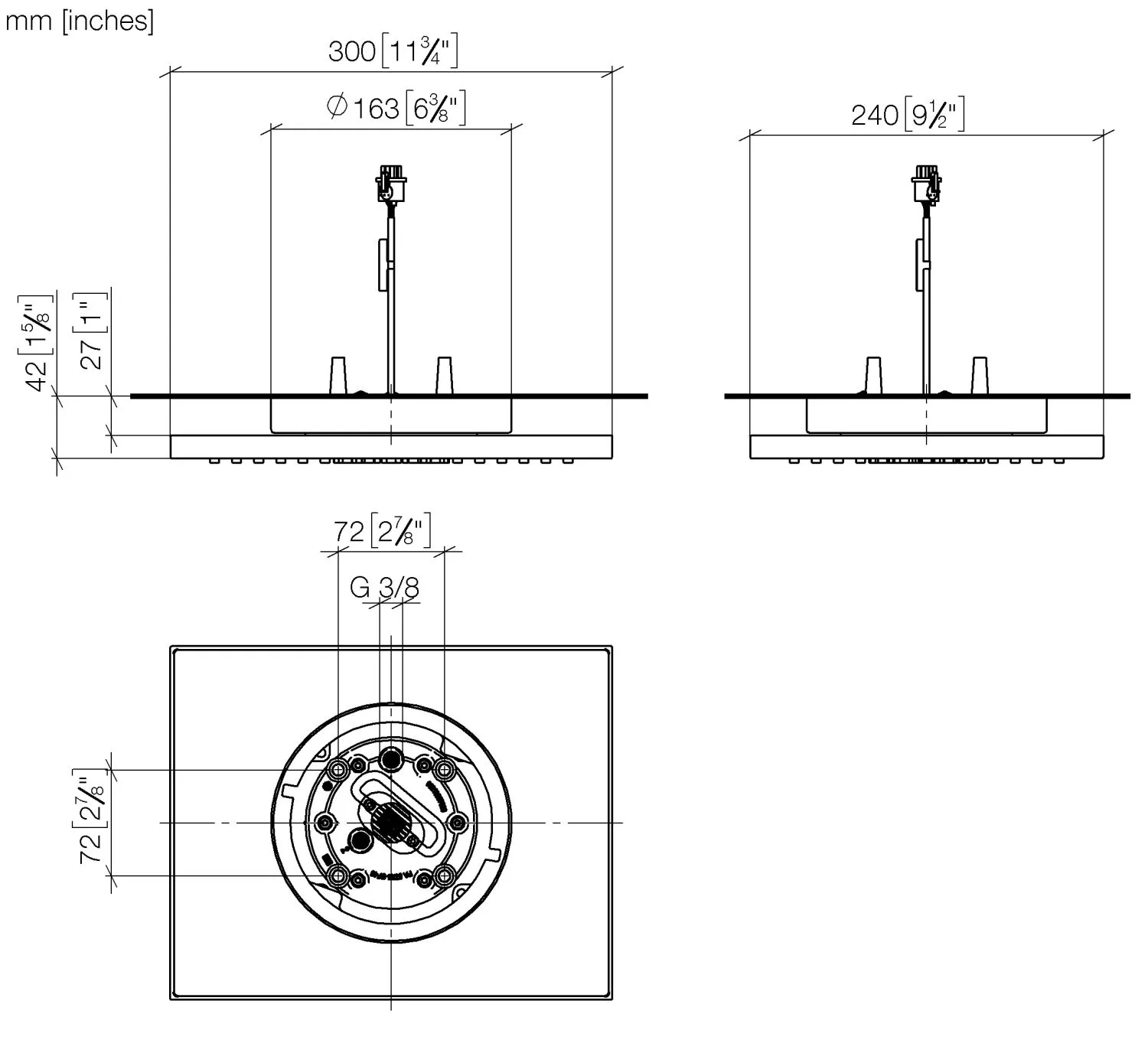 Dornbracht Regenbrause für Deckenanbindung mit Licht 300 x 240 mm - Chrom Dornbracht Regenbrause für Deckenanbindung mit Licht 300 x 240 mm - Chrom