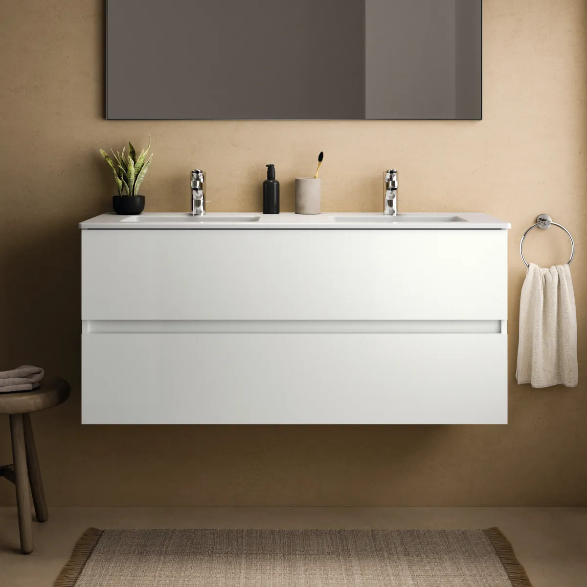 Ideal Standard Waschtischunterschrank „Eurovit+“ 120 × 55 × 44 cm Hochglanz weiß lackiert