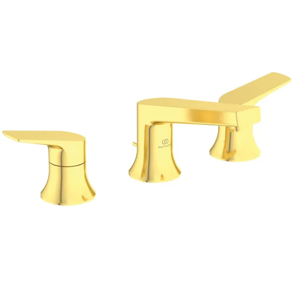 3-Loch-Waschtischarmatur La Dolce Vita mit Ablaufgarnitur Brushed Gold 3-Loch-Waschtischarmatur La Dolce Vita mit Ablaufgarnitur Brushed Gold