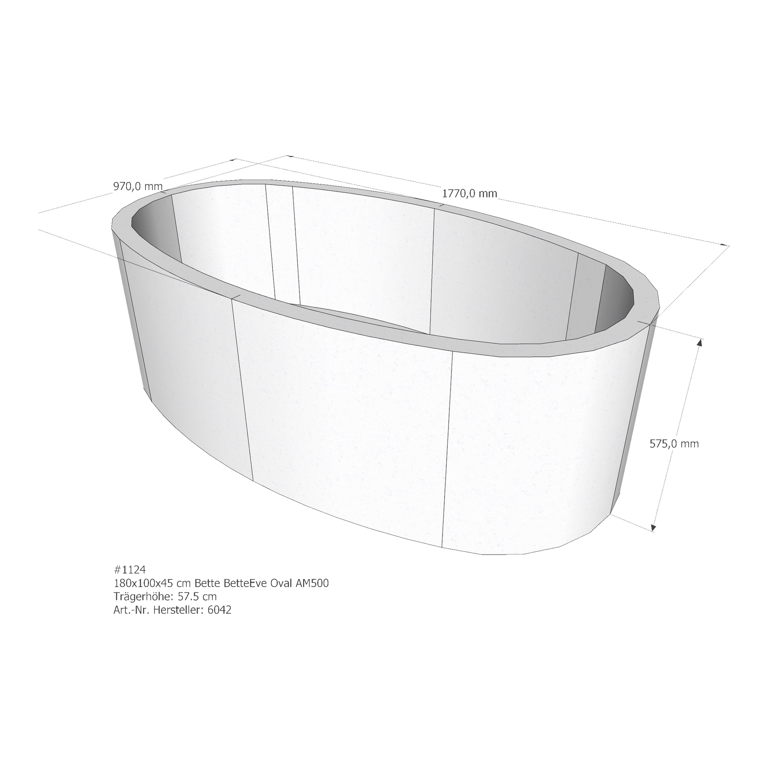 Badewannenträger für Bette Eve Oval 180 × 100 × 45 cm Badewannenträger für Bette Eve Oval 180 × 100 × 45 cm