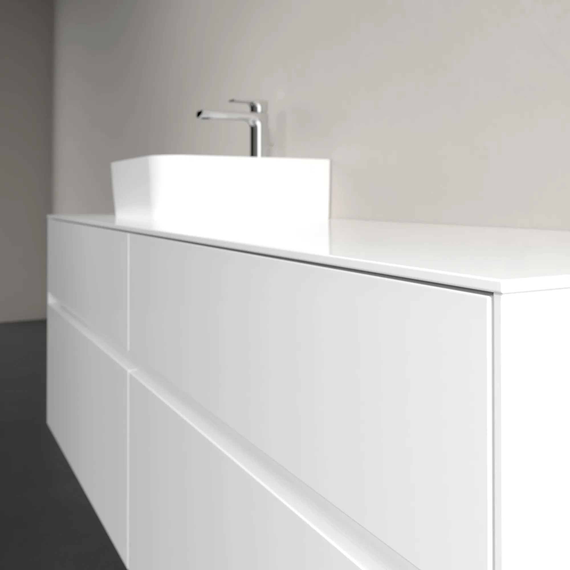 Villeroy & Boch Waschtischunterschrank „Collaro“ 1600 × 548 × 500 mm Glossy White, ohne Beleuchtung, für Becken links