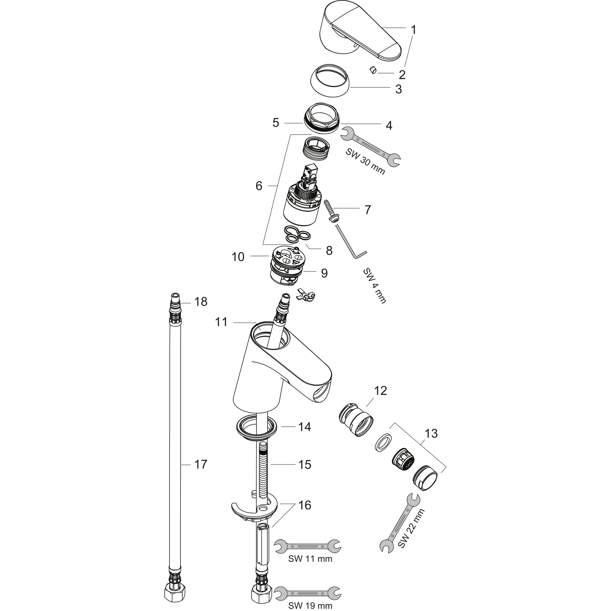 Bidetmischer Focus chrom Push-Open