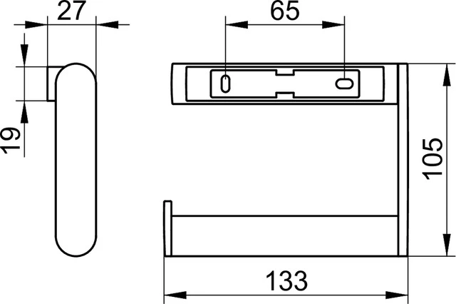 Plan 14962170000 Toilettenpapierhalter offene Form, rechte Ausführung silber-eloxiert