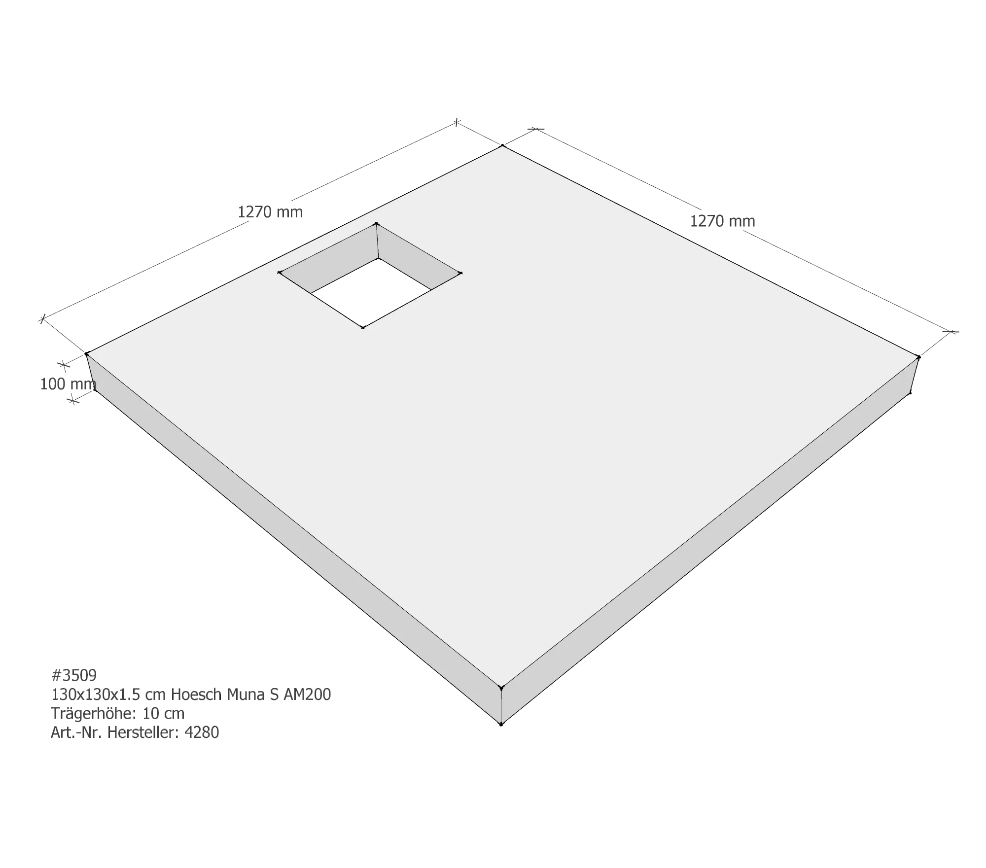 Duschwannenträger für Hoesch Muna S 130 × 130 × 1,5 cm