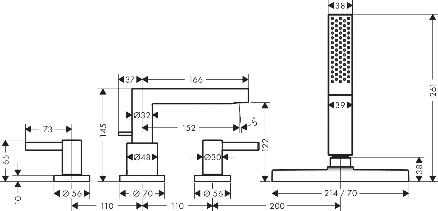 Hansgrohe Finoris 4-Loch Wannenrandarmatur mit sBox, Mattweiß Hansgrohe Finoris 4-Loch Wannenrandarmatur mit sBox, Mattweiß