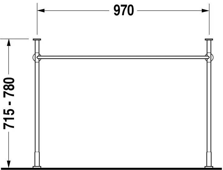 Duravit Metallkonsole Vero, Chrom Poliert, höhenverstellbar, 455x1000x715-780 mm