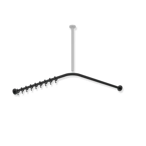 HEWI System 900 Vorhangstange, Edelstahl, Achsmaß 987 x 1187 mm, Schwarz tiefmatt