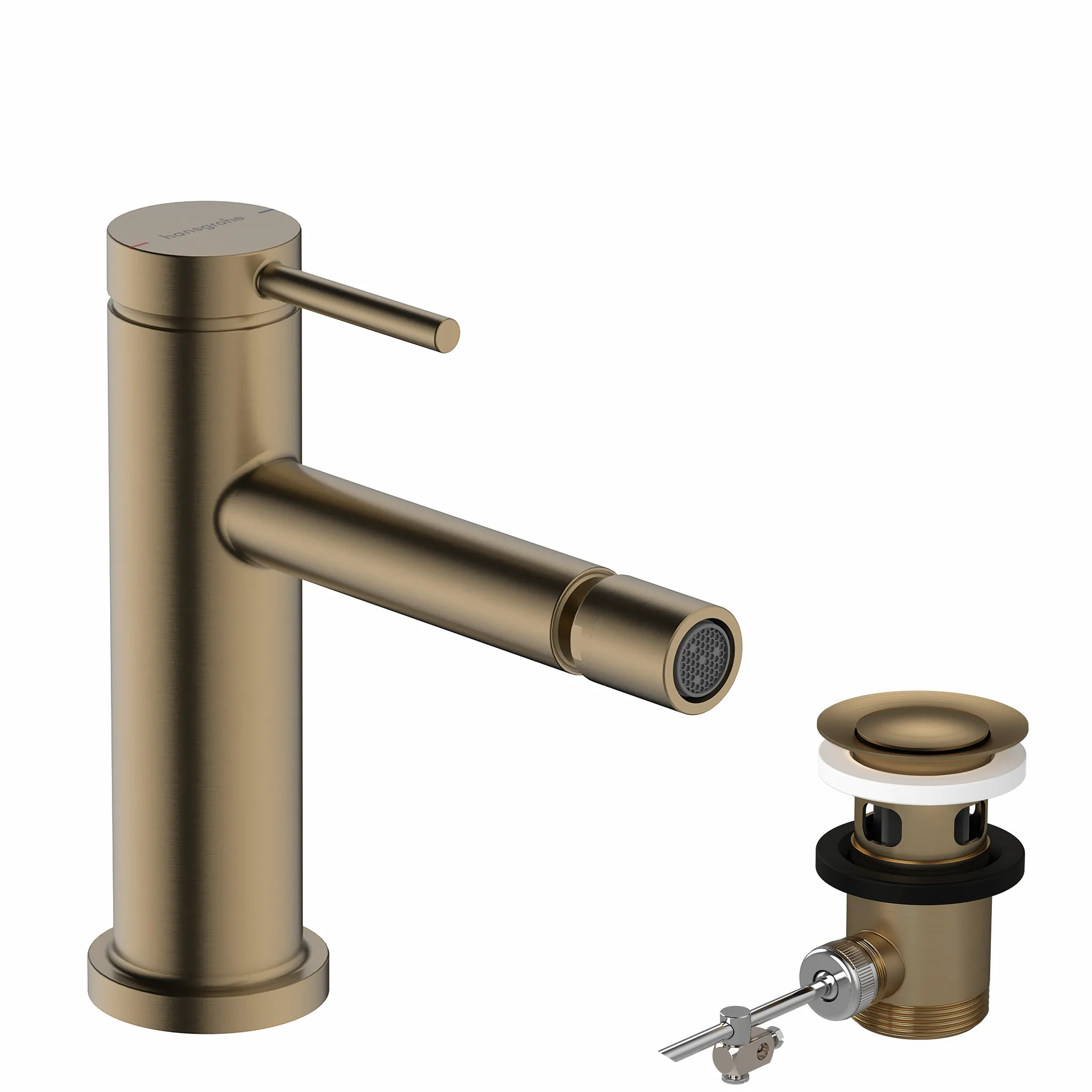 Hansgrohe Tecturis S Einhebel-Bidetmischer mit Zugstangen-Ablaufgarnitur BBR, Brushed Bronze, Ausladung 148 mm, Auslaufhöhe 100 mm