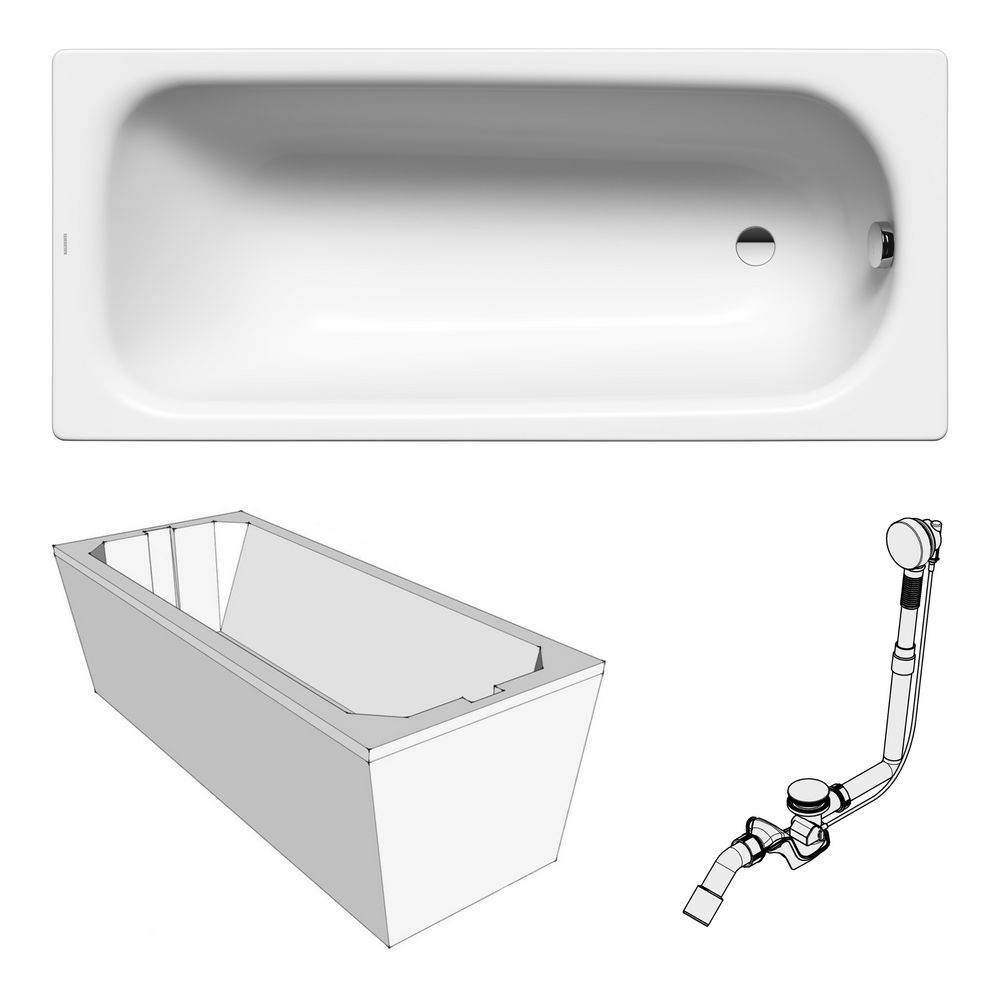 Set Badewanne Saniform Plus 170 × 75 cm inkl. Wannenträger und Kaldewei Ablaufgarnitur Comfort-Level „Saniform Plus“ rechteck 170 × 75 cm, ,, , Set Badewanne Saniform Plus 170 × 75 cm inkl. Wannenträger und Kaldewei Ablaufgarnitur Comfort-Level „Saniform Plus“ rechteck 170 × 75 cm, ,, ,