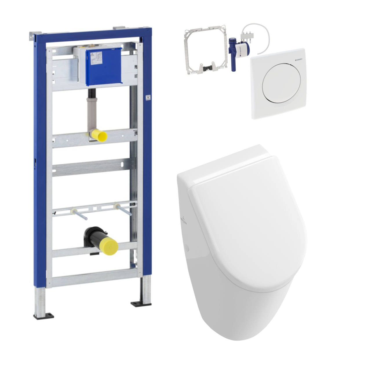 Set Urinal Subway Urnial mit Deckel und Geberit Element inklusive Urinalsteuerung