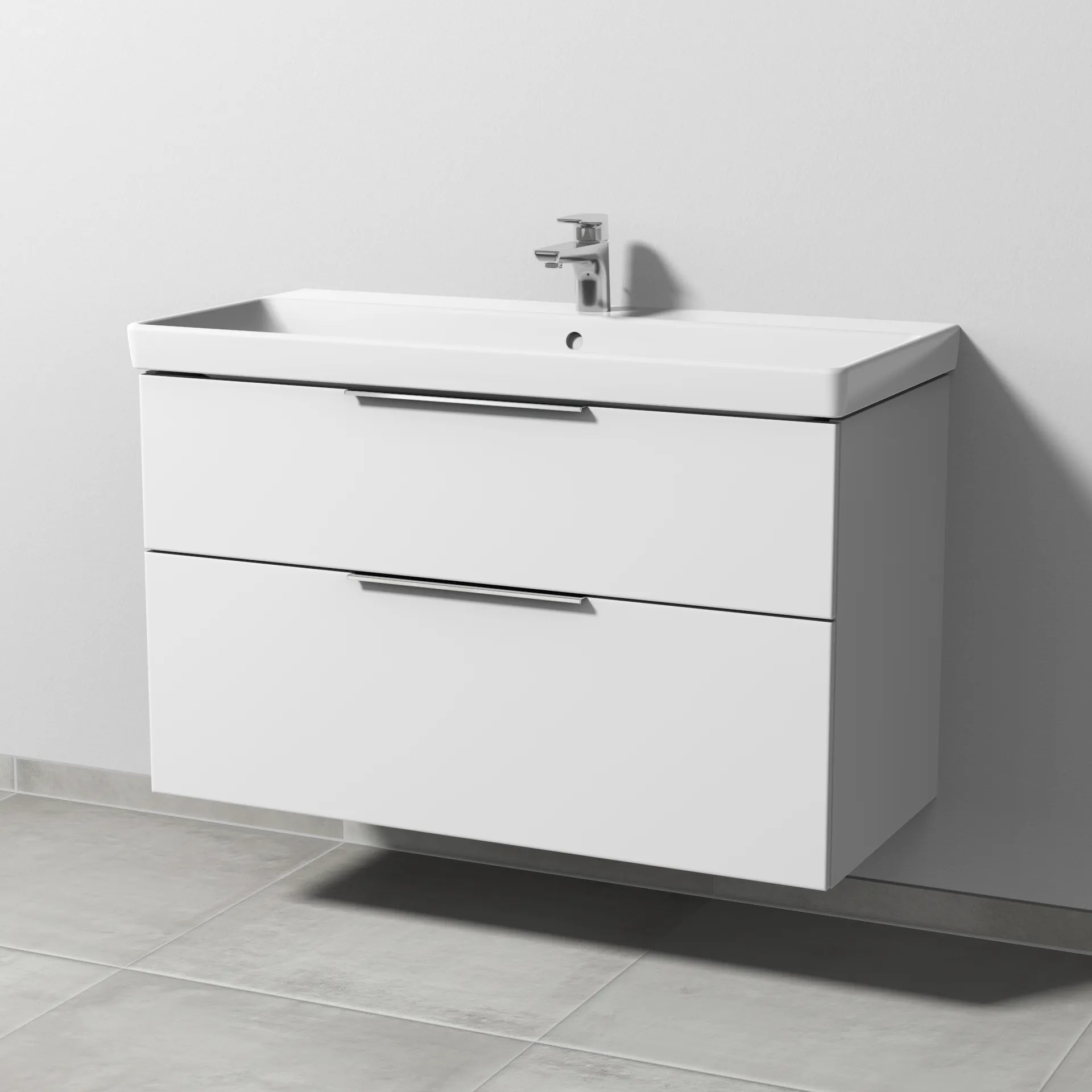 Sanipa Waschtischunterschrank „3way“ passend zu Keramik-Waschtische Avento von Villeroy & Boch 976 × 580 × 452 mm in Weiß-Soft