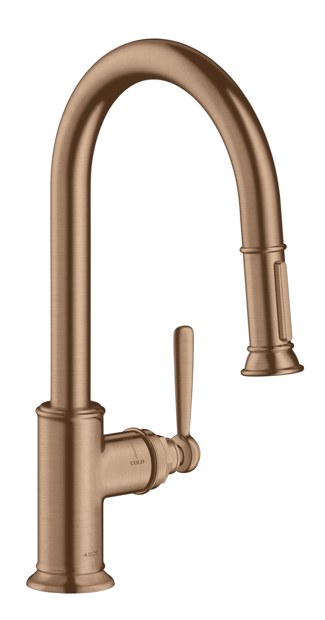 Hansgrohe AXOR Montreux Einhebel-Küchenmischer 180 mit Ausziehbrause Brushed Red Gold
