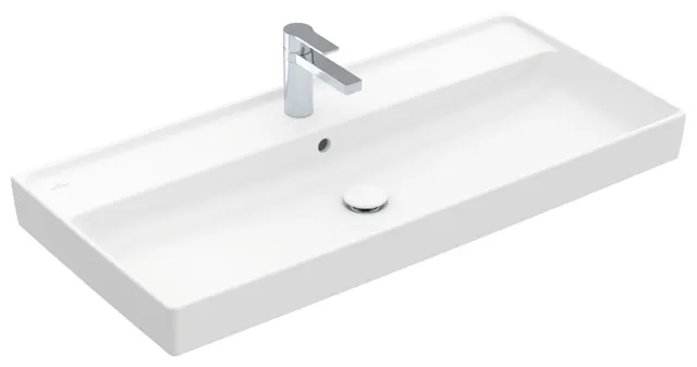 Villeroy & Boch Schrankwaschtisch aus TitanCeram geschliffen „Collaro“ 1000 × 470 × 160 mm, mit Hahnlochbohrung, Hahnlochposition mittig in Stone White