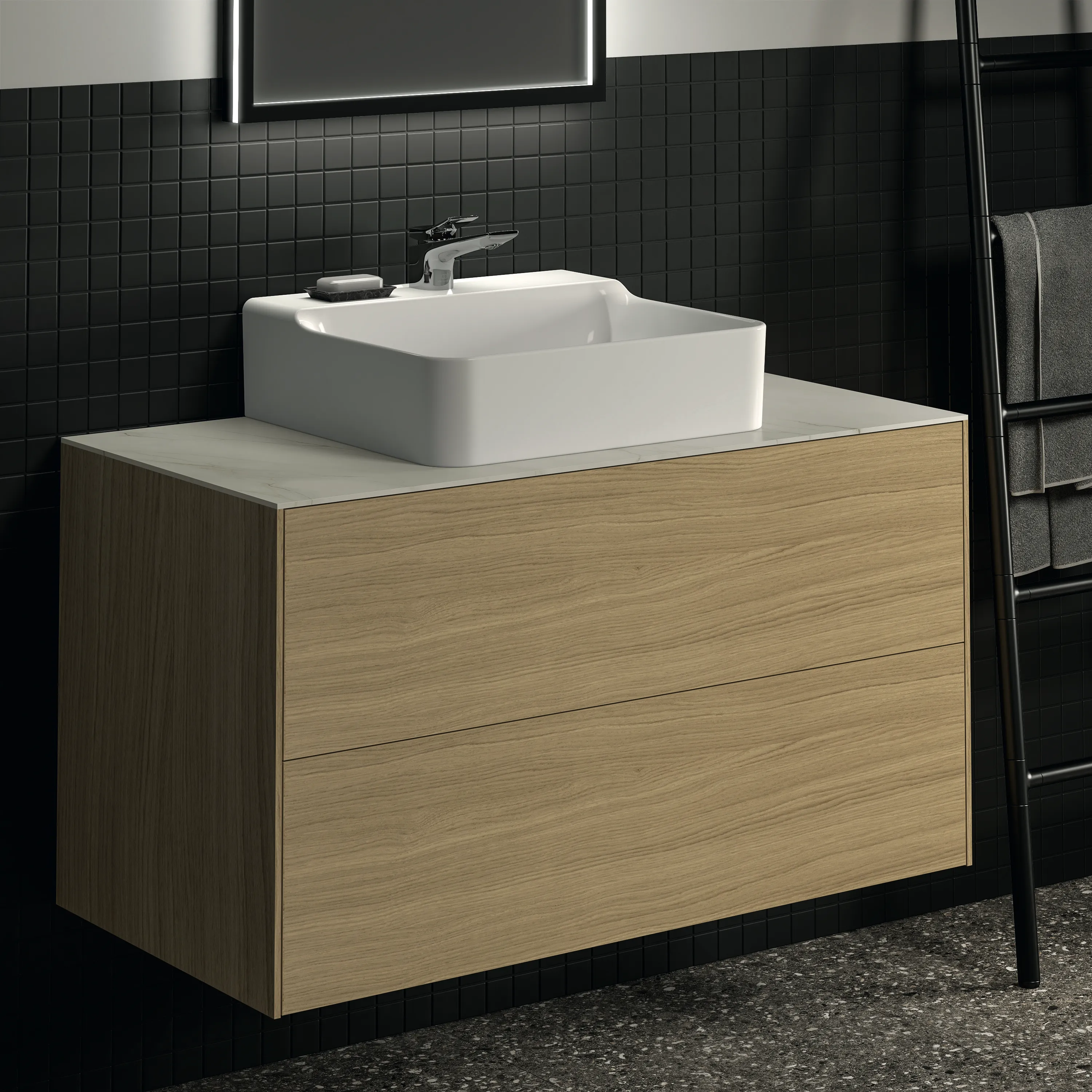 Ideal Standard Waschtischunterschrank „Conca“ 100 × 54 × 50,5 cm Eiche hell Furnier
