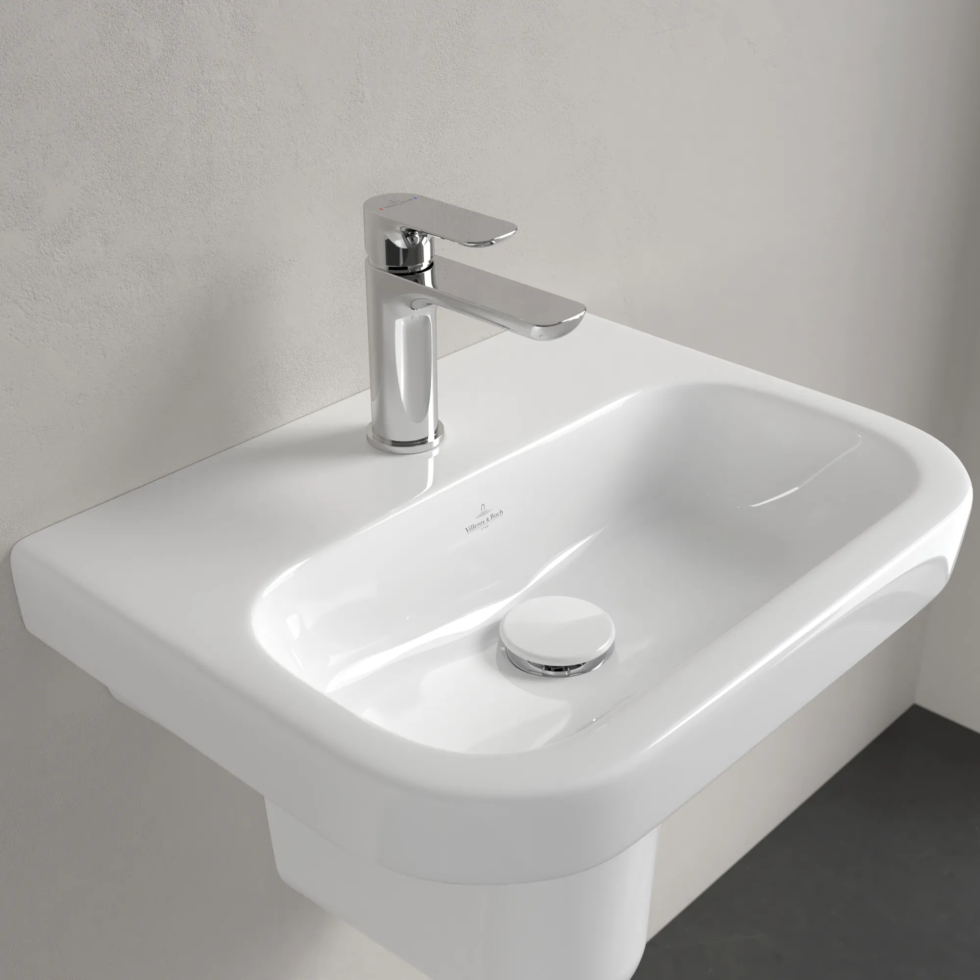 Villeroy & Boch Handwaschbecken „Architectura“ 500 × 380 × 150 mm, ohne Hahnlochbohrung, für Becken mittig in Weiß Alpin Villeroy & Boch Handwaschbecken „Architectura“ 500 × 380 × 150 mm, ohne Hahnlochbohrung, für Becken mittig in Weiß Alpin