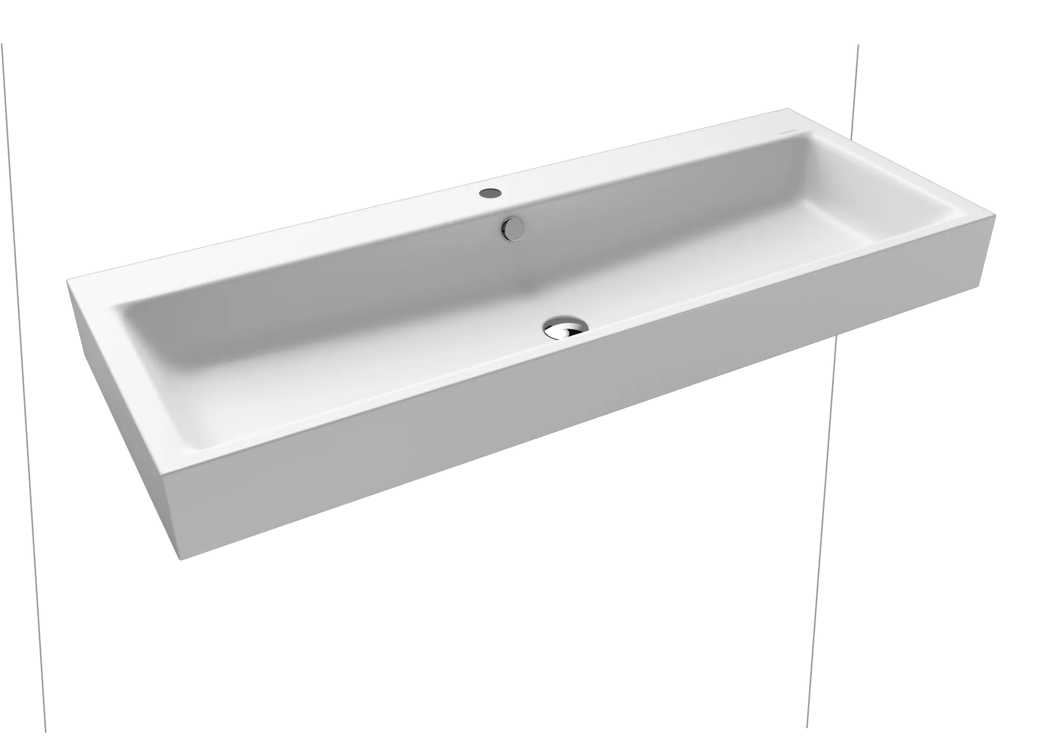 Doppelwaschtisch „Puro“ 120 × 46 cm in alpinweiß matt, mit Perl-Effekt