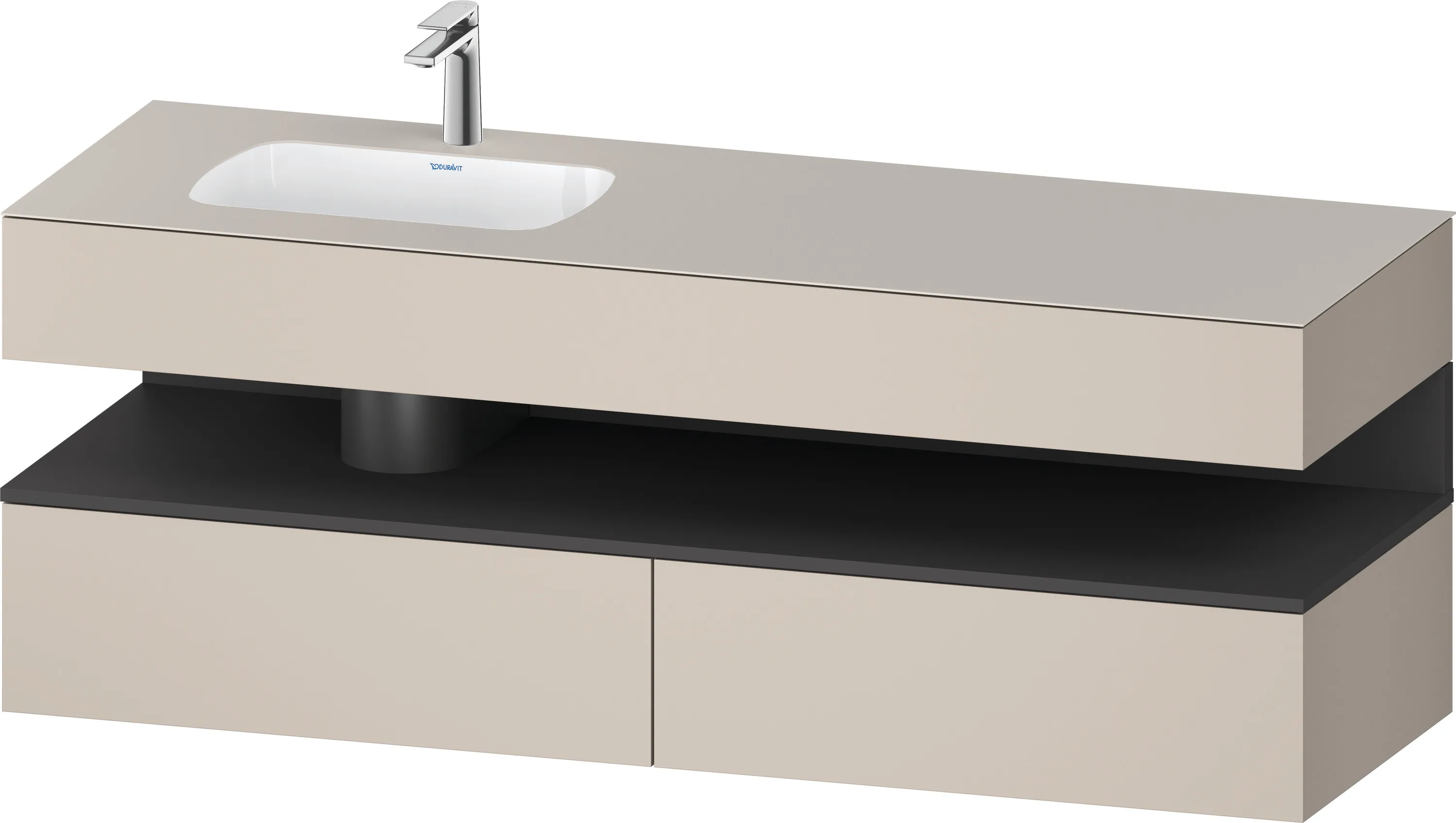 Einbauwaschtisch mit Konsolenwaschtischunterbau „Qatego“ 160 × 50 × 60 cm, ohne Beleuchtung