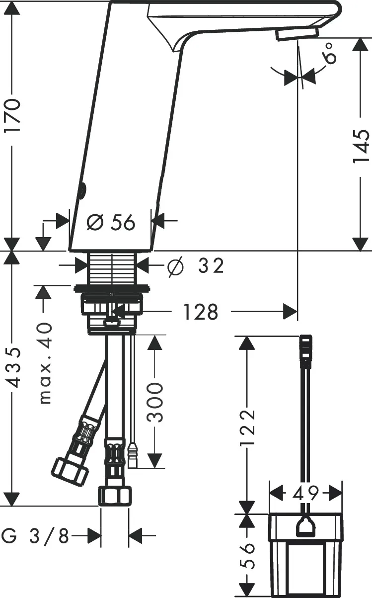 Waschtischmischer Elektronik Metris S chrom Batterieversion Kaltwasser Waschtischmischer Elektronik Metris S chrom Batterieversion Kaltwasser