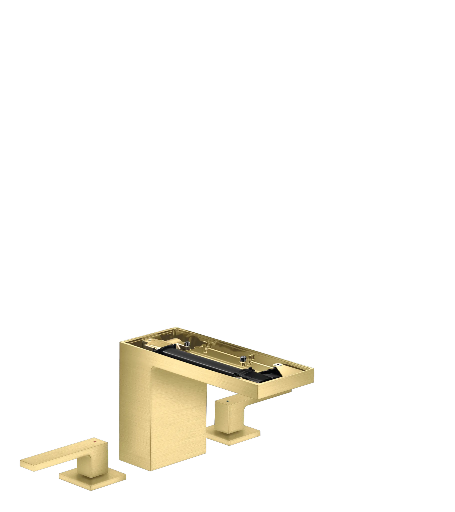 Hansgrohe AXOR MyEdition 3-Loch Waschtischarmatur 110 mit Push-Open Ablaufgarnitur, Brushed Brass