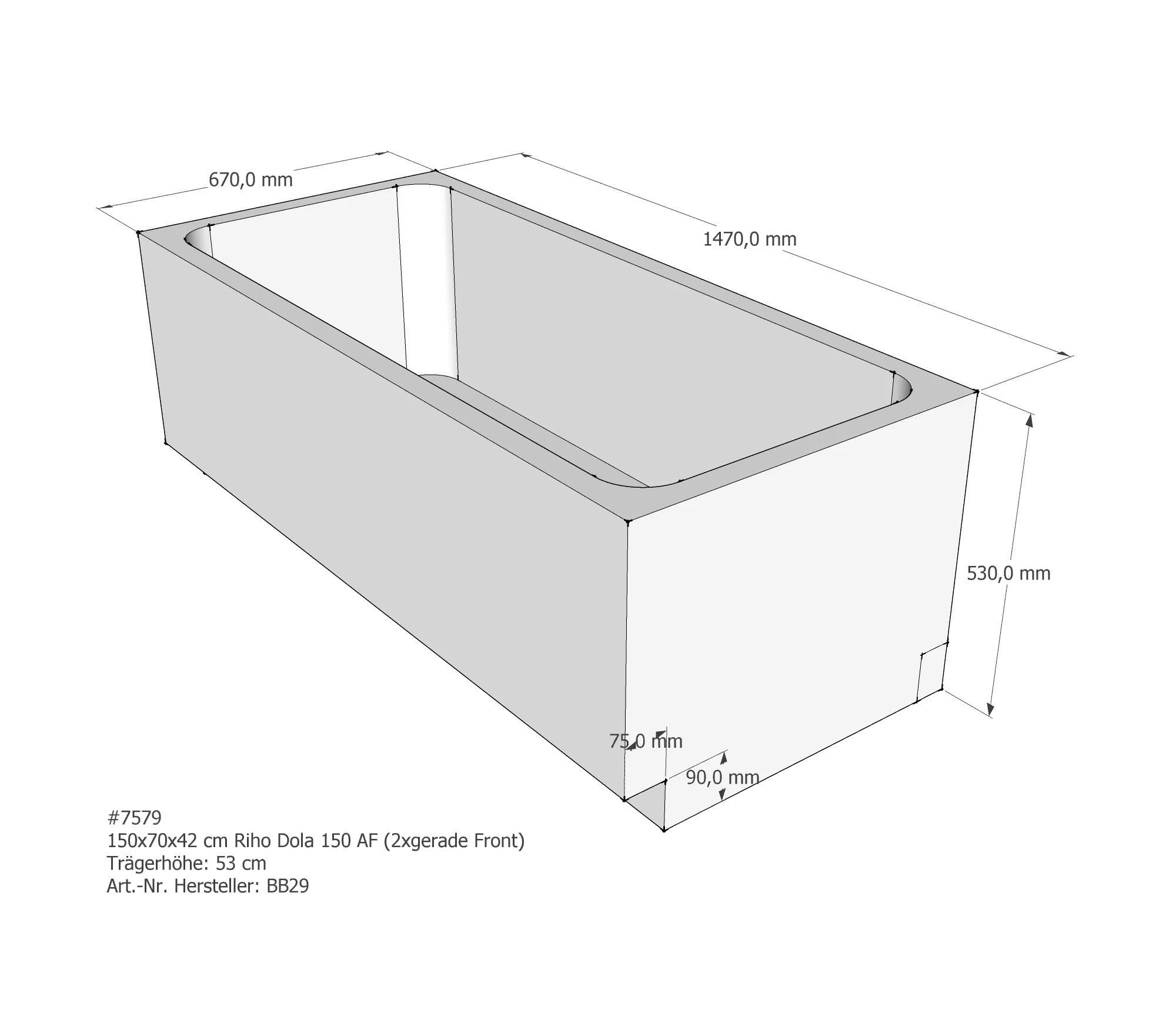 Badewannenträger passend für Riho Dola 150 × 70 × 42 cm Badewannenträger passend für Riho Dola 150 × 70 × 42 cm