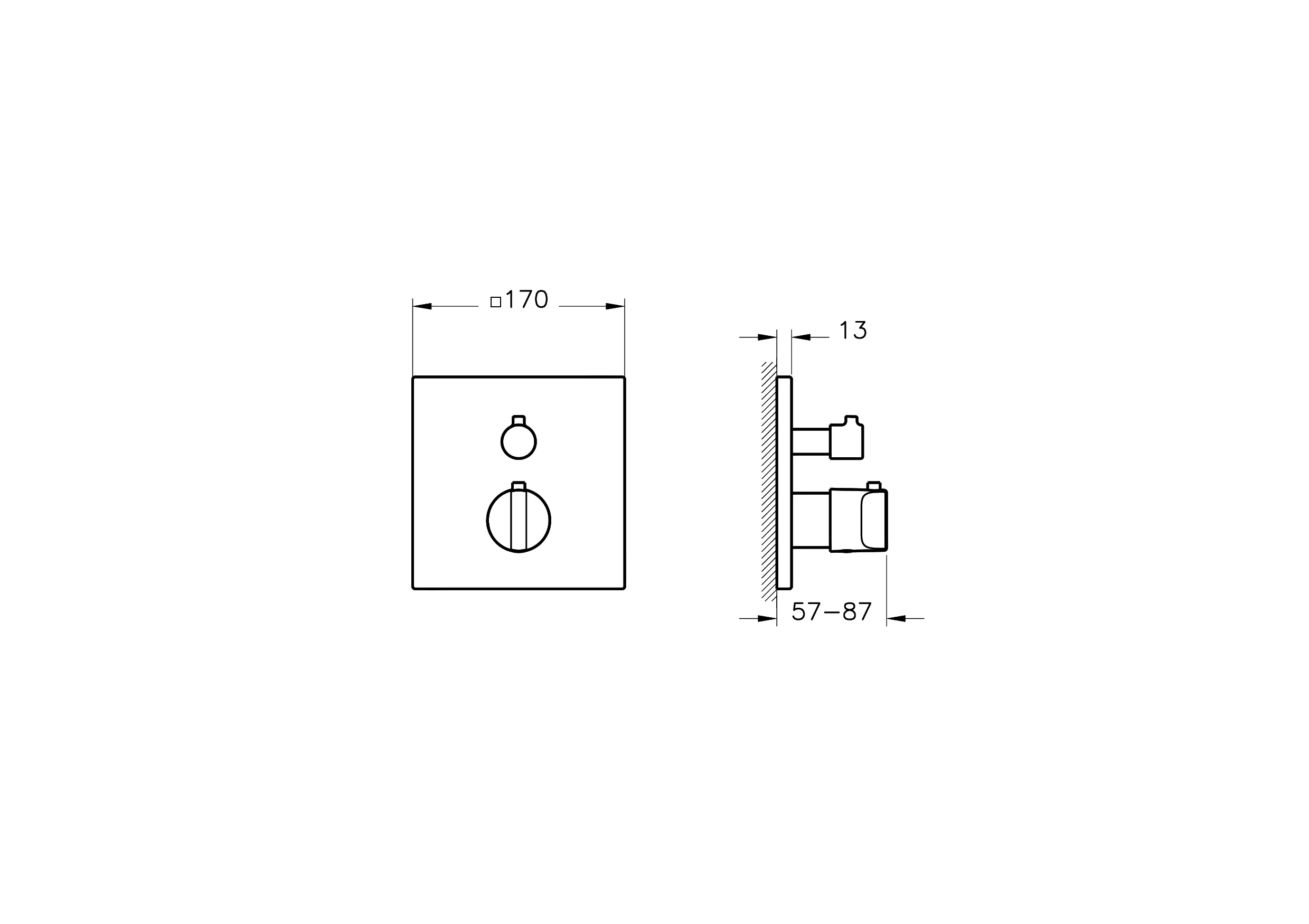 VitrA Suit Thermostat-Einhebel-Wannenfüll- und Brausearmatur V-Box Chrom, Unterputzmontage, 170 x 170 mm Rosette