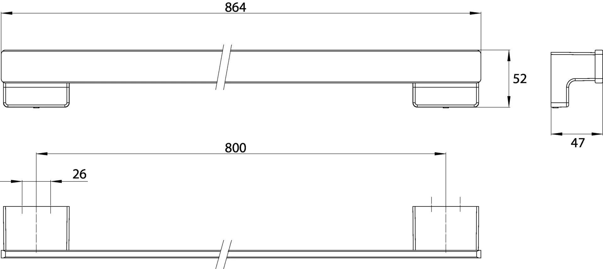 cue Badetuchhalter800mm, schwarz cue Badetuchhalter800mm, schwarz