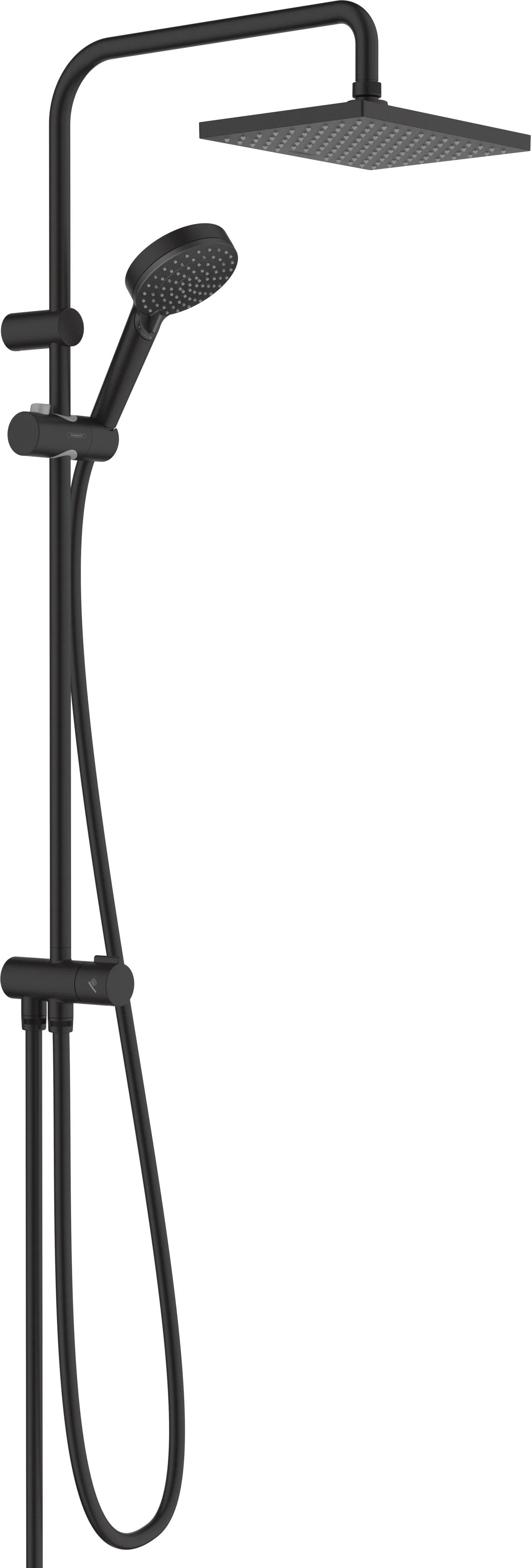 Hansgrohe Vernis Shape Showerpipe 230 1jet mattschwarz, Aufputzinstallation, Brausekopfgröße 230 x 170 mm, max. Durchfluss 15,2 l/min bei 3 bar