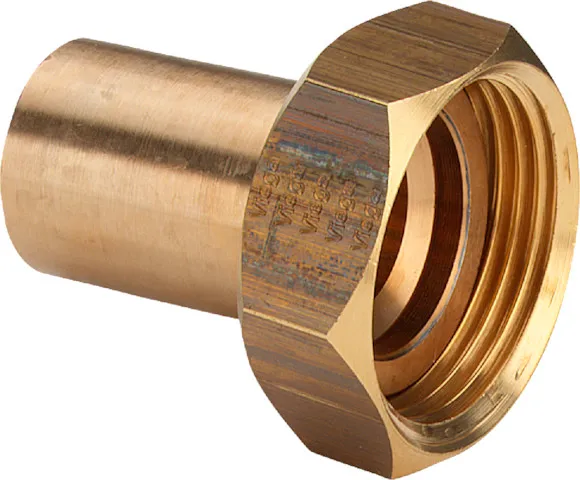 Viega Anschlussverschraubung „Sanpress“ flachdichtend in 28 mm × G1 1 / 4 Rotguss  Viega Anschlussverschraubung „Sanpress“ flachdichtend in 28 mm × G1 1 / 4 Rotguss