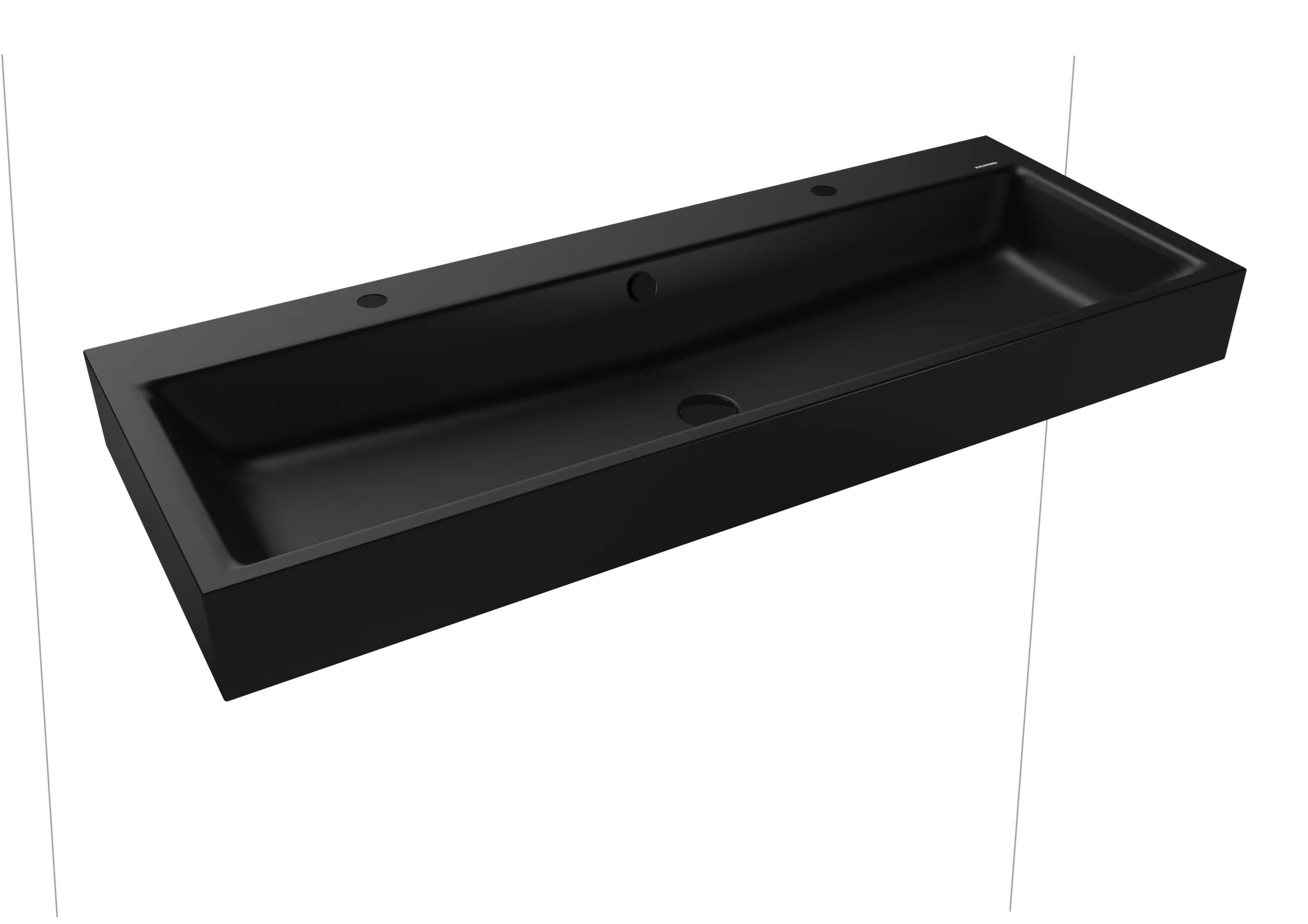 Kaldewei PURO Wand-Doppelwaschtisch, 1200x460 mm, cool grey 90, Perl-Effekt, Antidröhnen, 2x1-Hahnlochbohrung, mit Überlauf, Sichtteile schwarz matt 100 Kaldewei PURO Wand-Doppelwaschtisch, 1200x460 mm, cool grey 90, Perl-Effekt, Antidröhnen, 2x1-Hahnlochbohrung, mit Überlauf, Sichtteile schwarz matt 100