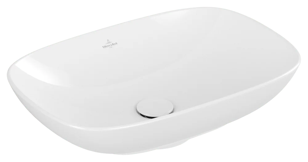 Villeroy & Boch Aufsatzwaschbecken Loop & Friends, 560x380x150mm, weiß Alpin, TitanCeram, glänzend, mit Überlauf Villeroy & Boch Aufsatzwaschbecken Loop & Friends, 560x380x150mm, weiß Alpin, TitanCeram, glänzend, mit Überlauf