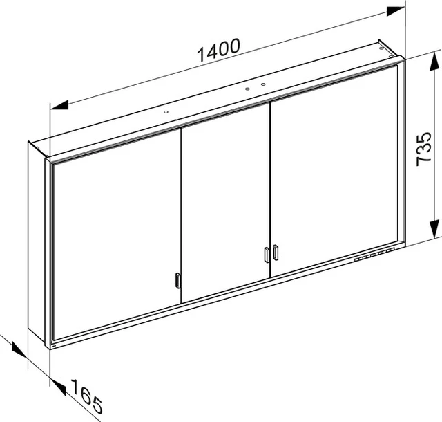 Royal Lumos 14306172301 Spiegelschrank Royal Lumos Wandvorbau, lange Türen 1400 × 735 × 165 mm silber-eloxiert