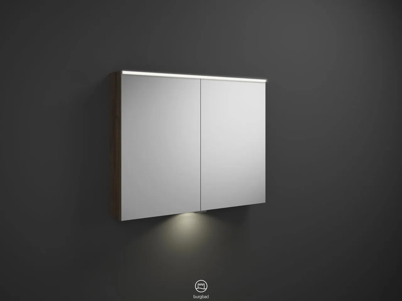 Spiegelschrank Eqio von burgbad – beidseitig verspiegelt, LED-Aufsatzleuchte 4200 K, 170 mm tief, 1000 mm breit, 800 mm hoch
