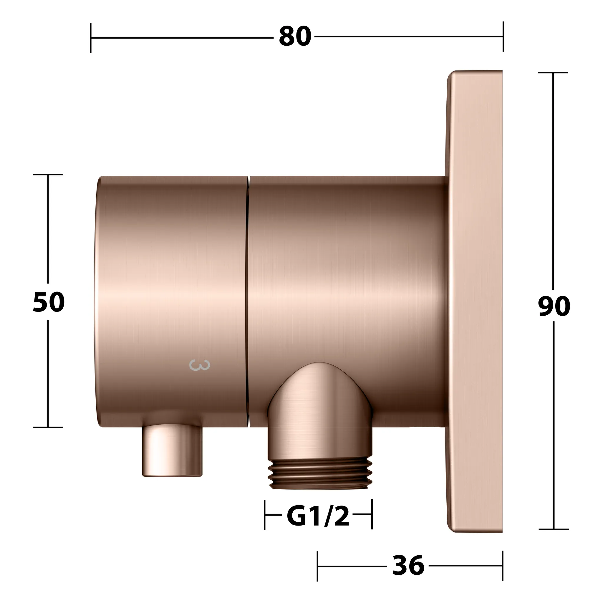 IXMO 3-Wege Umstellventil UP DN15 IXMO Comfort, eckig Rotgold geb.