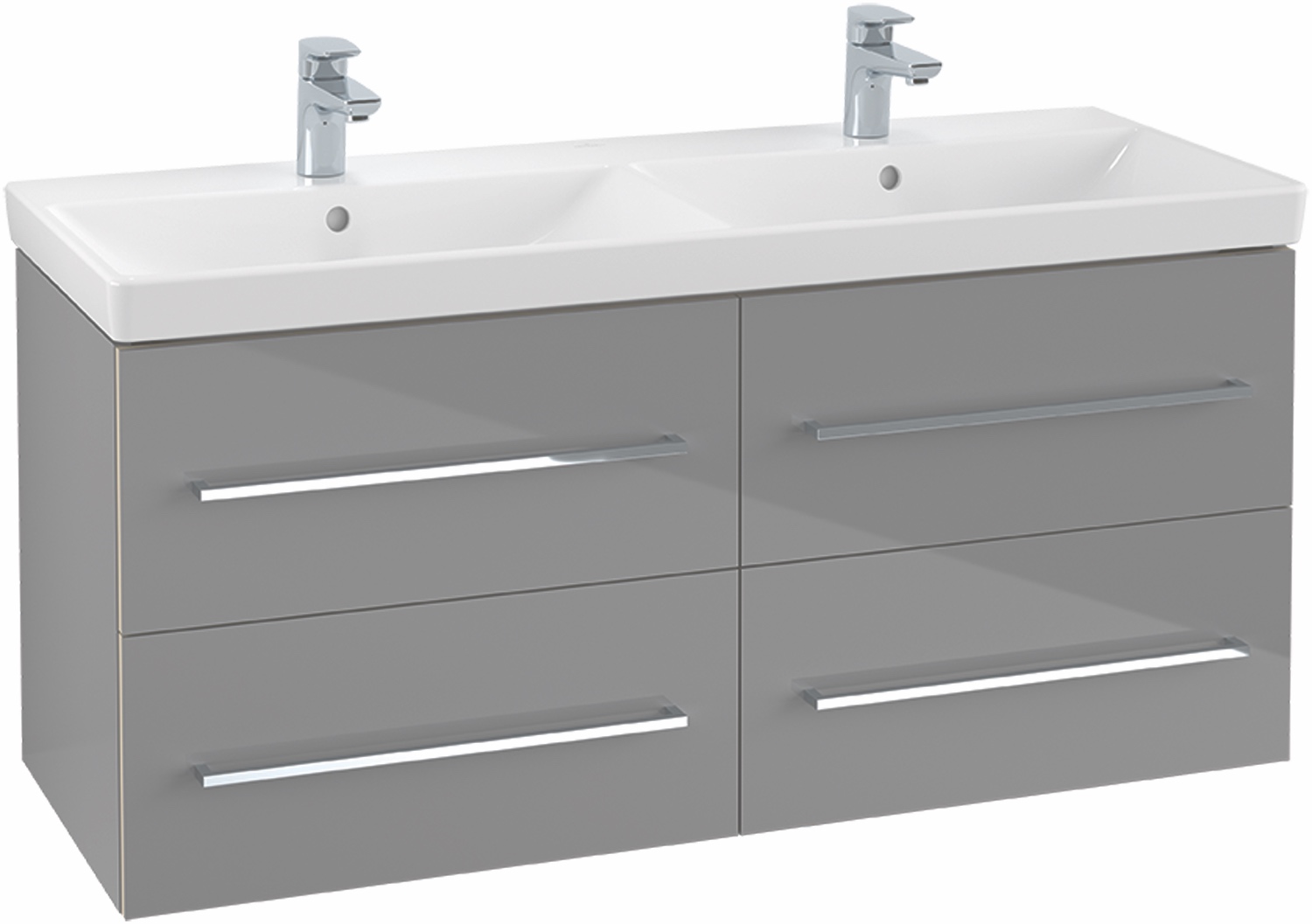 Villeroy & Boch Waschtischunterschrank „Avento“ für Schrank-Doppelwaschtisch 118 × 51,4 × 45,2 × 45,2 cm in Crystal Grey, Soft Closing