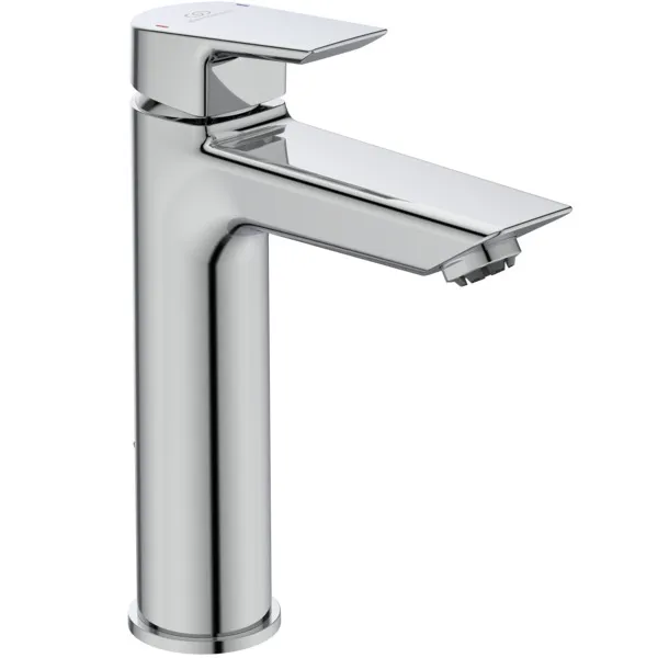 Waschtischarmatur Tesi, Grande, Niederdruck, 5 l/min., mit Ablaufgarnitur, Ausladung 124mm, Chrom Waschtischarmatur Tesi, Grande, Niederdruck, 5 l/min., mit Ablaufgarnitur, Ausladung 124mm, Chrom