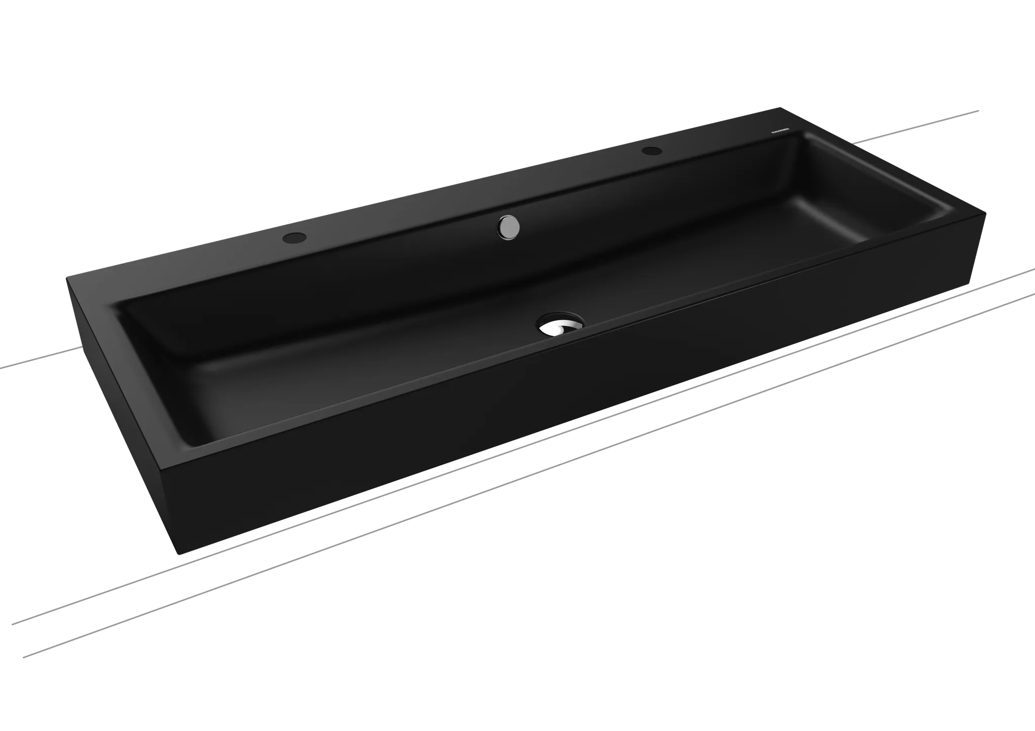 Doppelwaschtisch „Puro“ 120 × 46 cm, mit Überlauf, mit Hahnlochbohrung in cool grey 90 mit Perl-Effekt