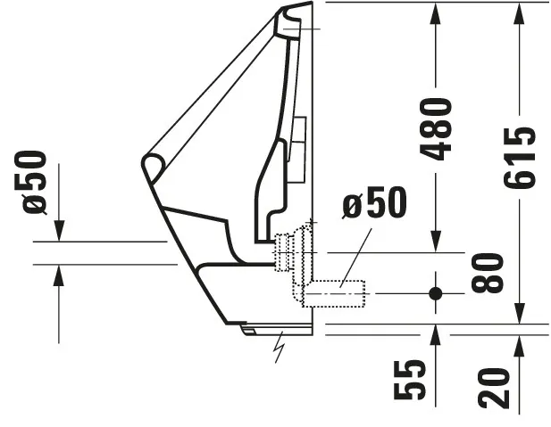 Urinal Utronic, Zulauf von hinten für Netzanschluss, ohne Fliege, weiß