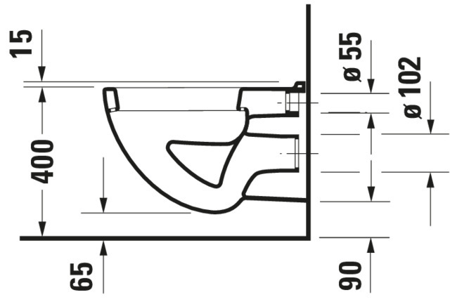 Wand-WC D-Code 540 mm Flachspüler, weiß, HYG