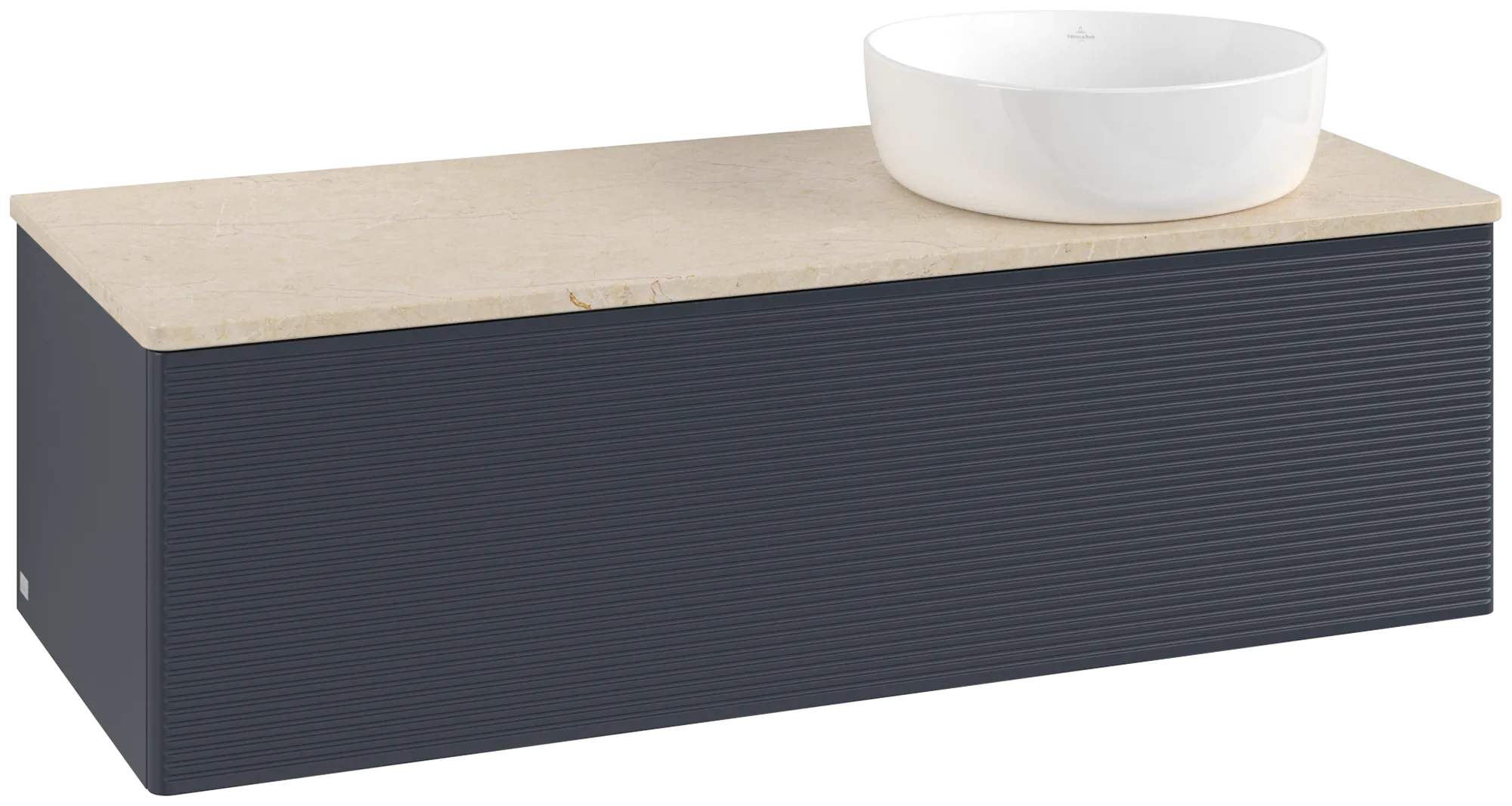 Villeroy & Boch Antao Waschbeckenunterschrank K34_1, Midnight Blue Matt Lacquer / Botticino, 1200x360x500mm