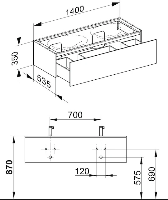 KEUCO Waschtischunterschrank mit Auszug „Edition 11“ Trüffel (Glas), Trüffel (Lack, seidenmatt), links und rechts, mit Beleuchtung 1400 × 350 × 535 mm KEUCO Waschtischunterschrank mit Auszug „Edition 11“ Trüffel (Glas), Trüffel (Lack, seidenmatt), links und rechts, mit Beleuchtung 1400 × 350 × 535 mm