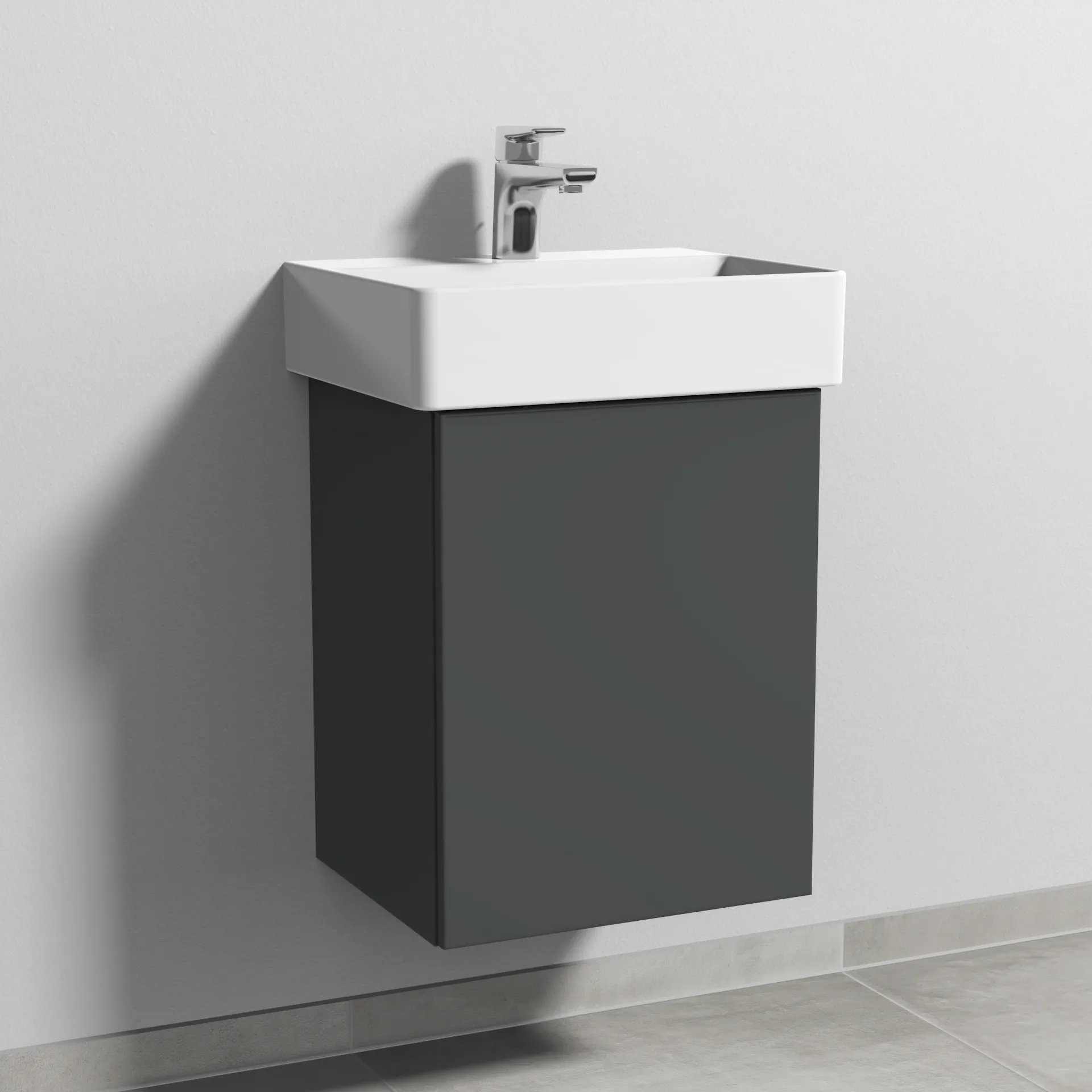 Sanipa Waschtischunterschrank „3way“ passend zu Keramik-Waschtische Dura Square von Duravit 400 × 517 × 337 mm in Anthrazit (matt), Anschlag rechts
