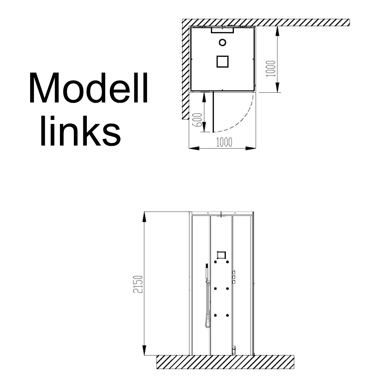 Dampfkabine SensePerience Quadrat 1000x1000 rechts bodenbündig, Wände Weiß Dampfkabine SensePerience Quadrat 1000x1000 rechts bodenbündig, Wände Weiß