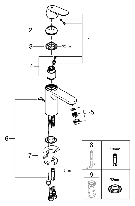 Grohe Eurosmart Cosmopolitan Einhand-Waschtischbatterie M-Size, Einlochmontage, chrom Grohe Eurosmart Cosmopolitan Einhand-Waschtischbatterie M-Size, Einlochmontage, chrom