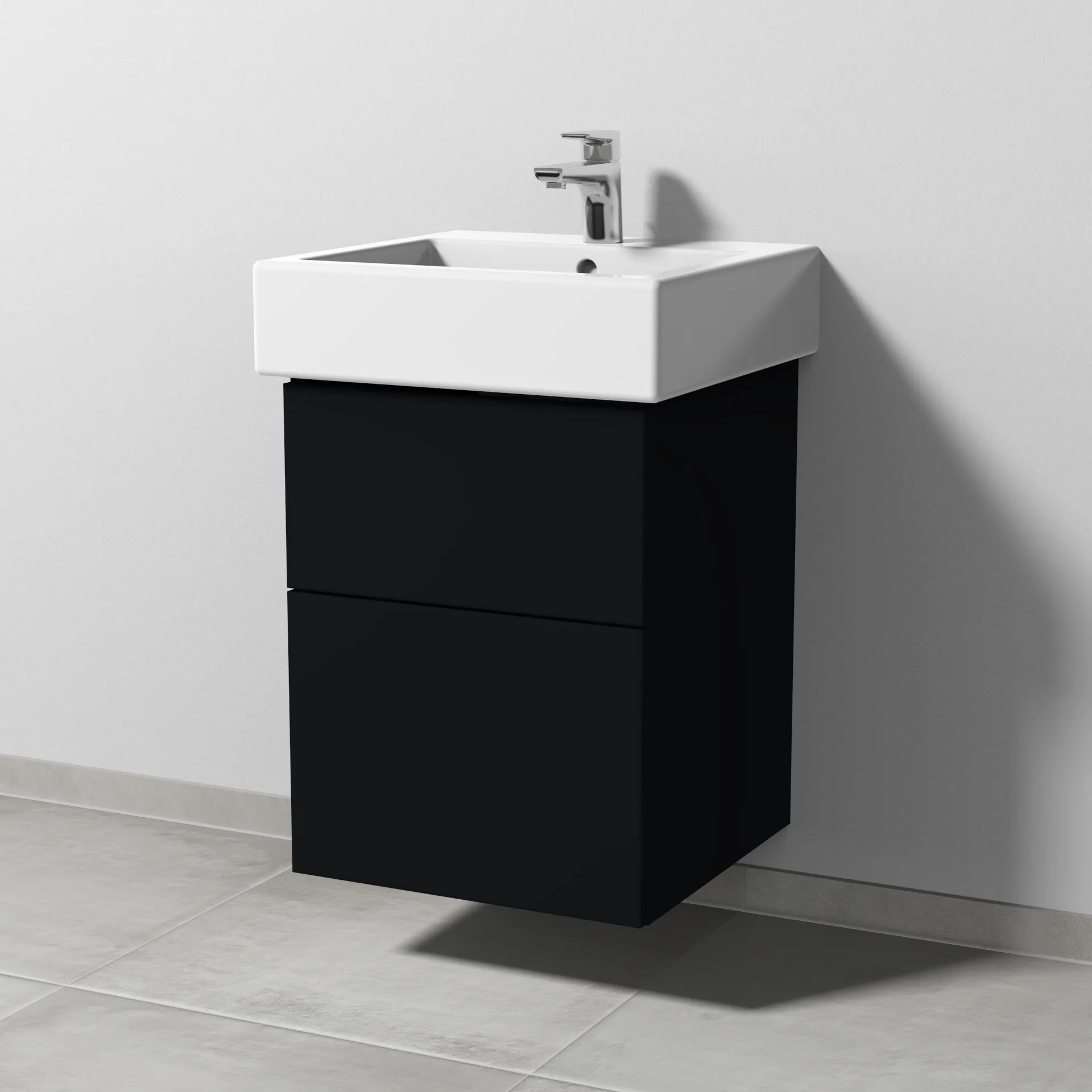 Sanipa Waschtischunterschrank „3way“ passend zu Keramik-Waschtische Vero von Duravit 450 × 593 × 447 mm in Schwarz (matt)