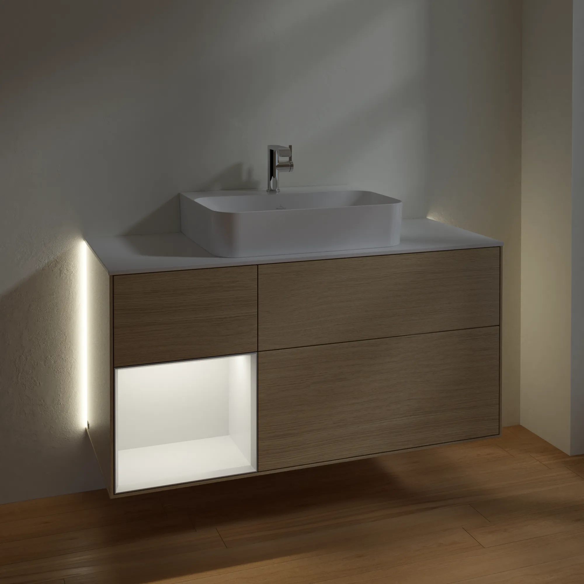 Villeroy & Boch Waschtischunterschrank „Finion“ für Schrankwaschtisch 1200 × 603 × 501 mm Oak Veneer, für Becken mittig Villeroy & Boch Waschtischunterschrank „Finion“ für Schrankwaschtisch 1200 × 603 × 501 mm Oak Veneer, für Becken mittig