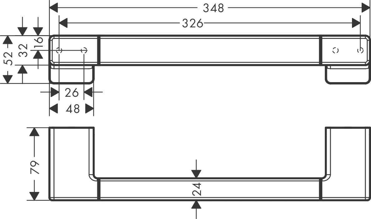Hansgrohe AddStoris Q Haltestange in Chrom, Länge 348 mm, Wandmontage mit verdeckter Befestigung